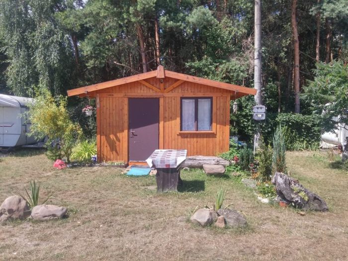 wooden house in camping